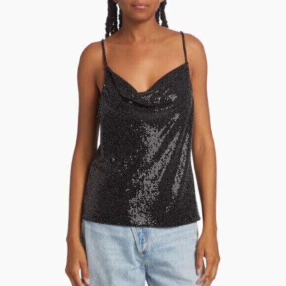 Ramy Brook Graham Black Sequin Camisole Top